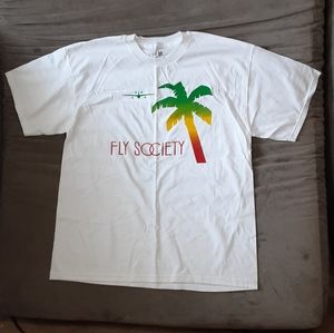 Fly Society Men's Tshirt Size XL White Multi Jamaican Color NEW Vintage ONE MARK